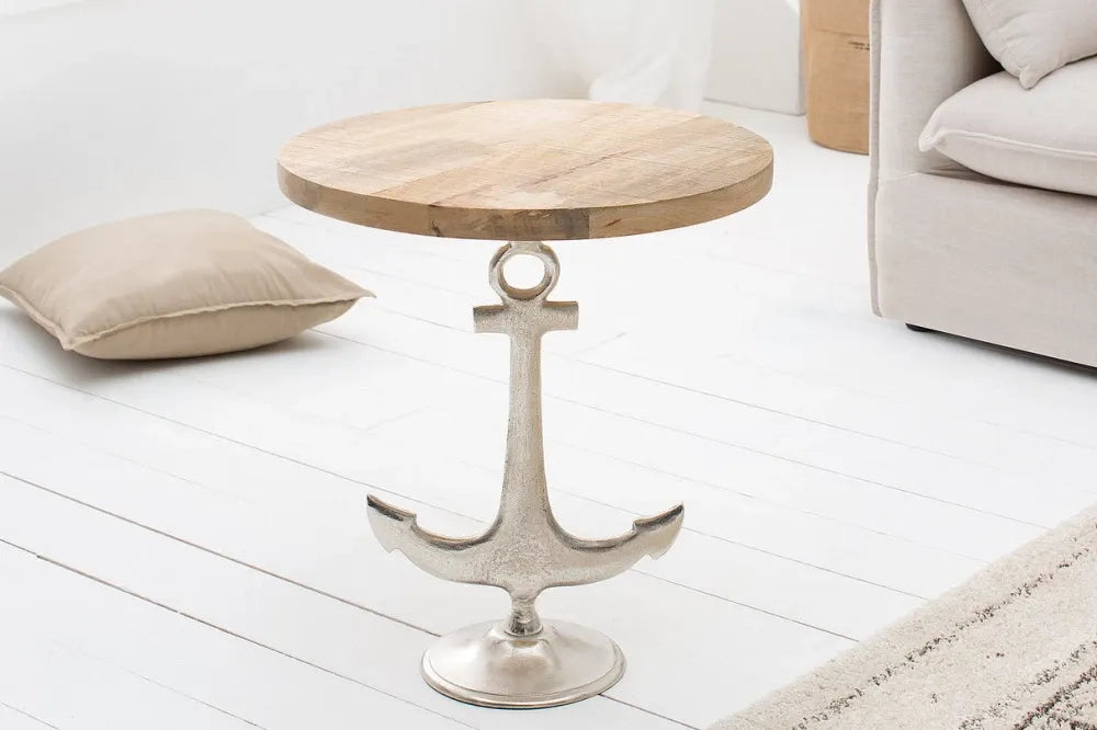 Masuta laterala din Lemn de mango Maro si Metal Argintiu L50xH56cm Anchor
