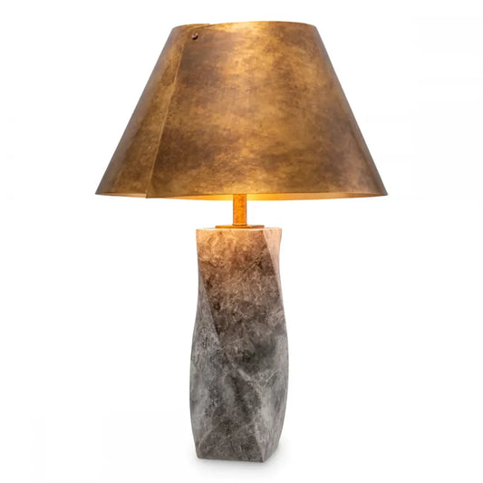 Veioza din Marmura Gri si Metal Alama H78xL17cm Camelia Eichholtz
