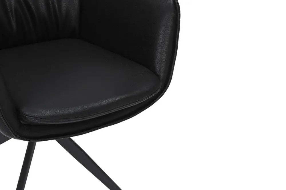 Set 2 scaune rotative tapitat cu Piele artificiala Negru si picioare din Metal Negru H92xL60xA64cm VOGUE