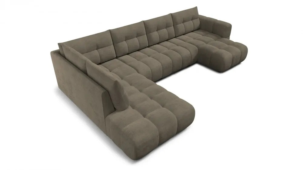 Coltar in forma de U tapitat cu material pet friendly Alias maro L374 x 219cm