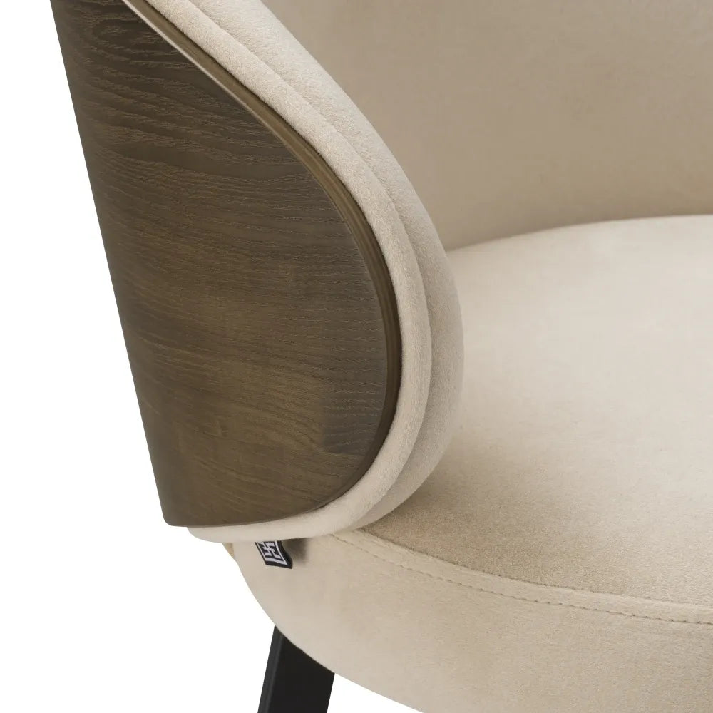 Scaun de insula rotativ tapitat cu Stofa Bej L57xA52xH92cm Camerota Eichholtz