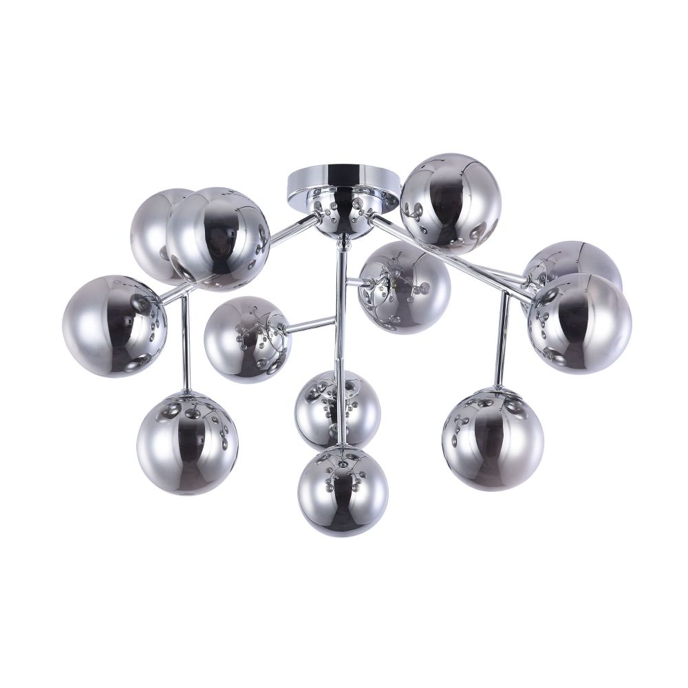 Candelabru Rotund din Metal si Sticla Argintiu/Negru Dallas D60xH20cm