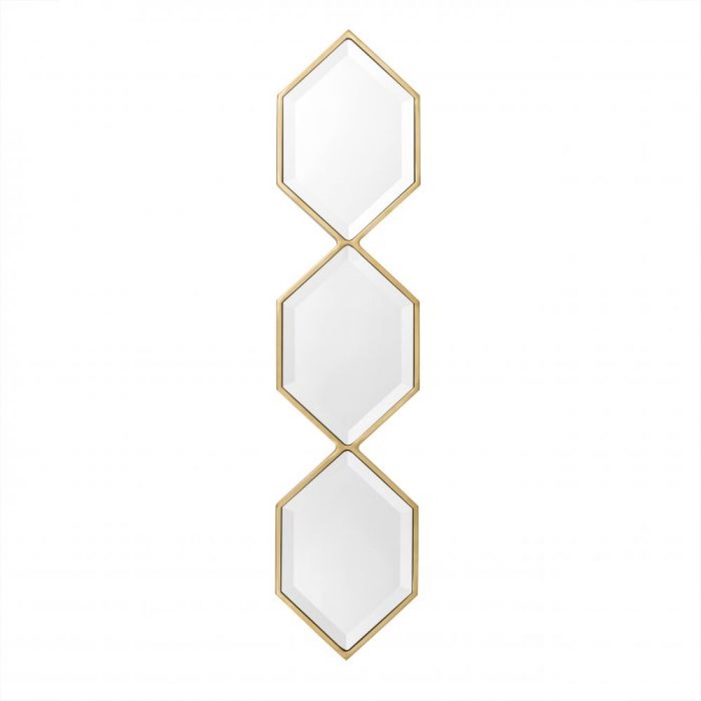 Oglinda Asimetrica cu rama din Metal Auriu SARONNO H110xL25cm