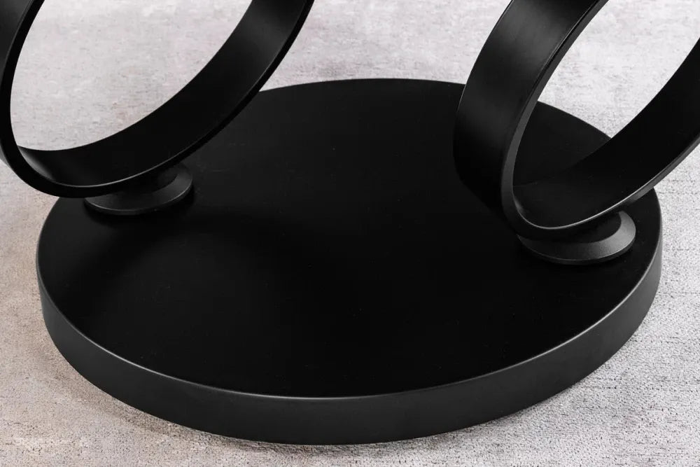 Masuta de cafea din Ceramica Alb si Metal Negru L135xH44cm Dancing Rings