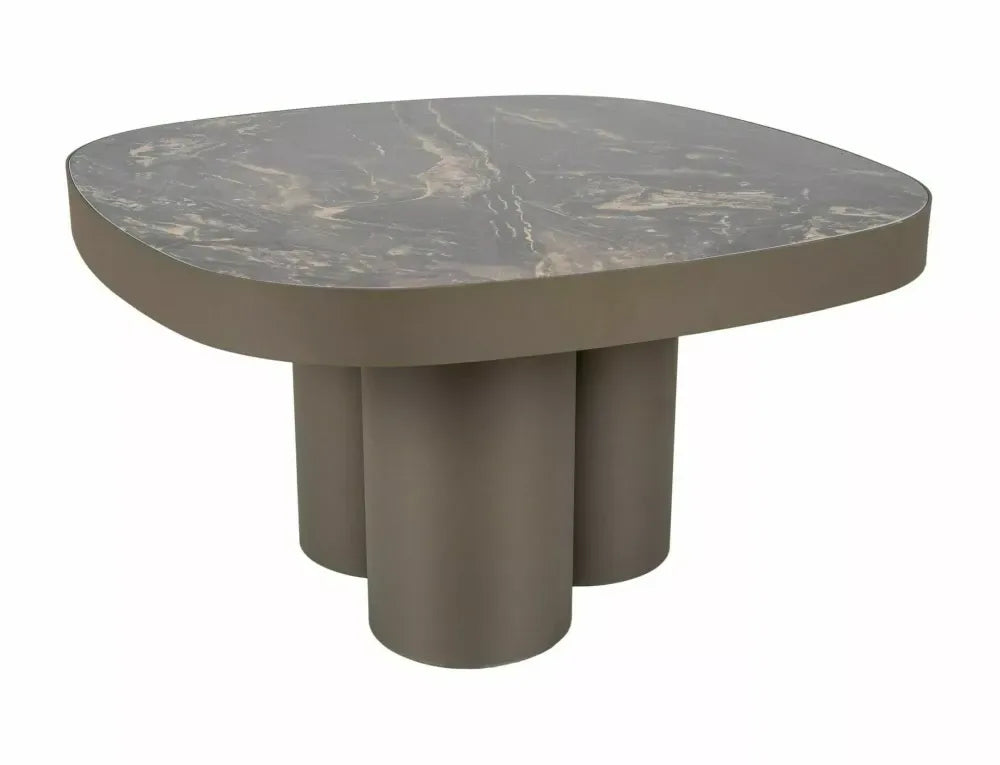 Masuta de cafea din Metal Cupru si Ceramica Negru cu efect de marmura L75xH43cm Stella B