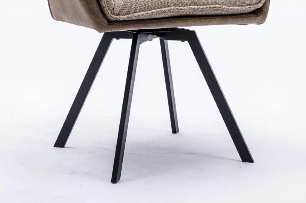 Scaun pivotant tapitat cu Microfibra Bej taupe cu picioare din Metal Negru H85xL63xA62cm Lounger