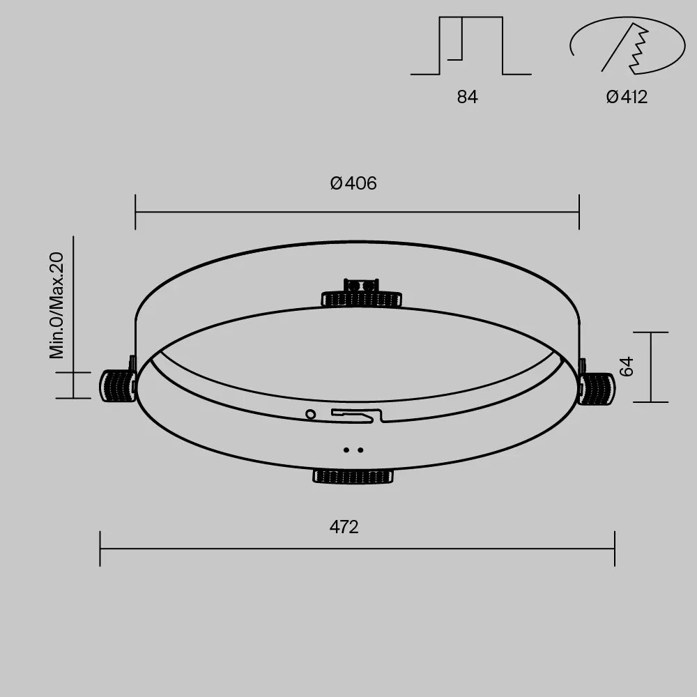 Acesoriu pentru incastrare plafoniera Zon de diametru 40cm din Metal Alb