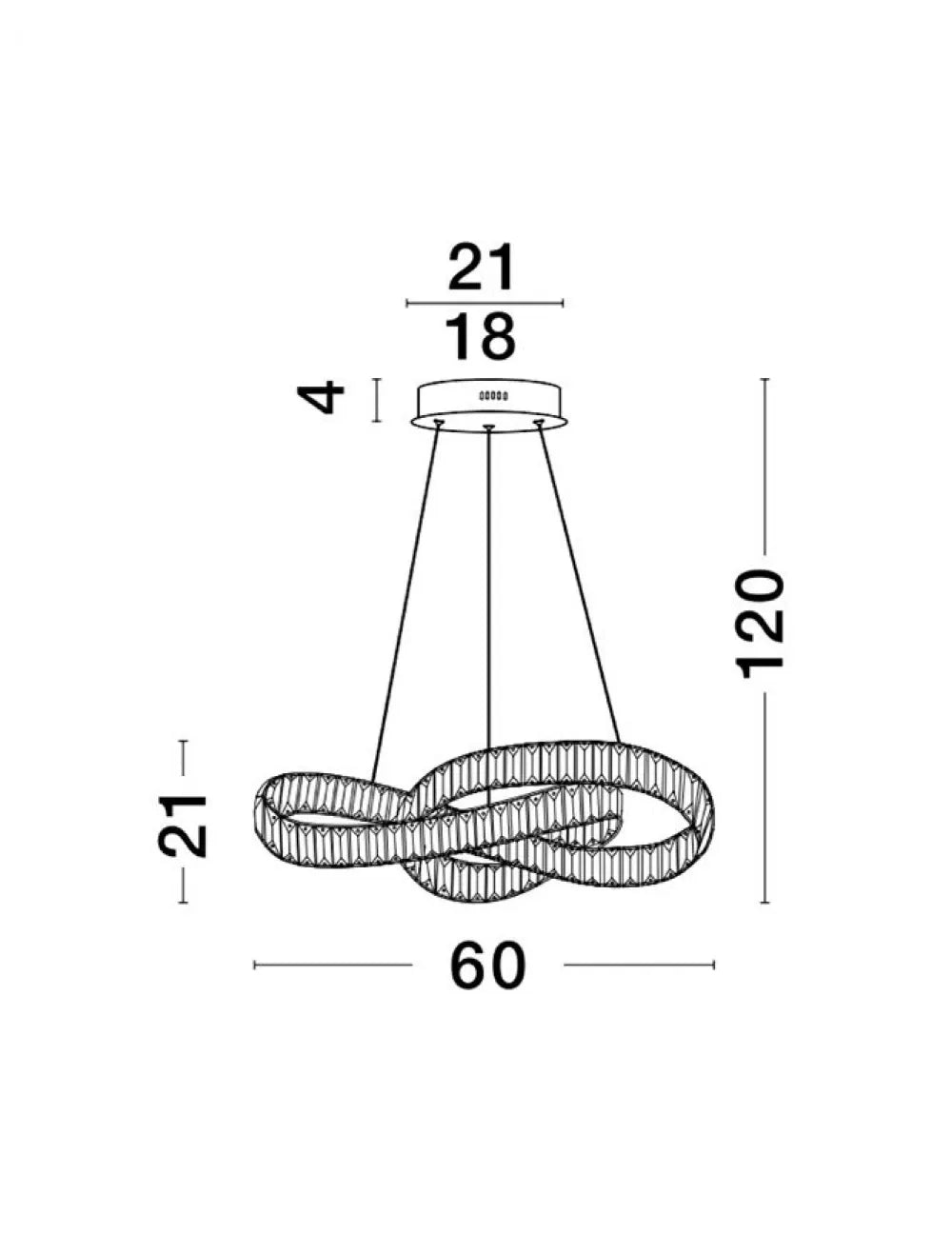 Lustra structura din Metal Auriu si abajur din Cristal Transparent H120xL60cm IP20 49W 4075lm 3500k CONCETO