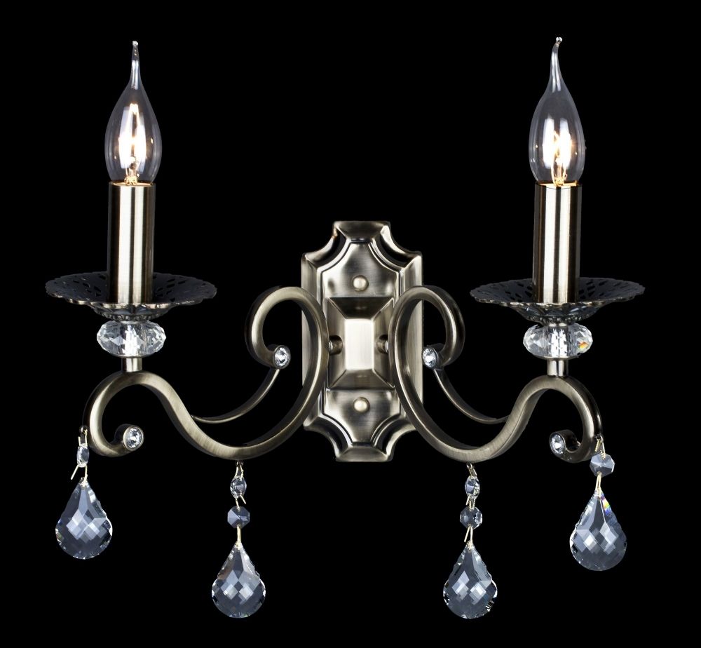 Aplica de perete din Metal Auriu cu 2 becuri L39x25xH39cm Grace