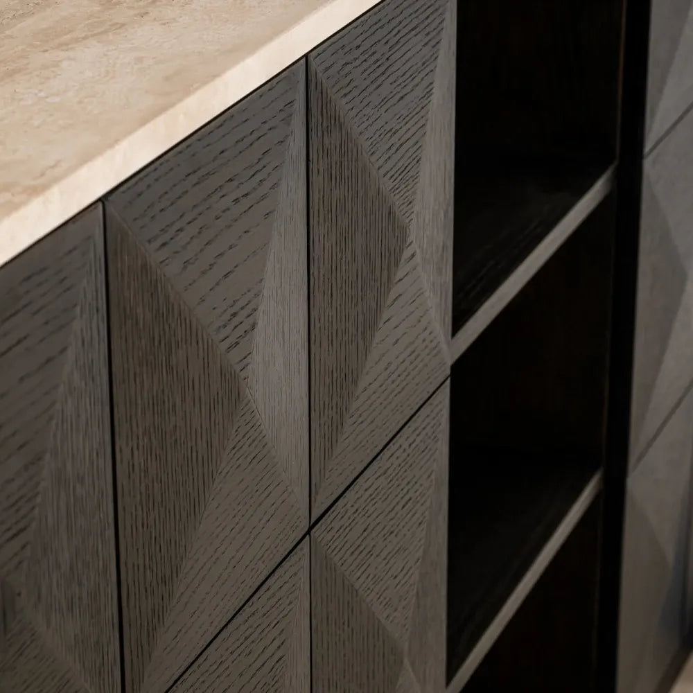 Comoda din Lemn de stejar Maro si Travertin Bej L225xH90cm Claremont Richmond interiors