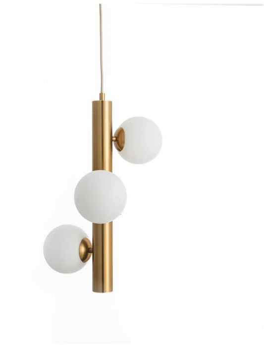 Pendul structura din Metal Alama antichizata si abajur din Sticla Alb H150xL31.5cm IP20 JAKLIN