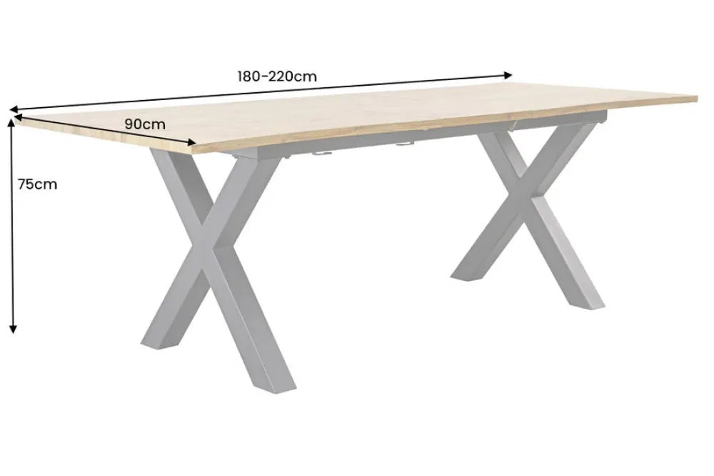 Masa din Derivat din lemn Maro si Metal Negru L180-220xH75cm Wild