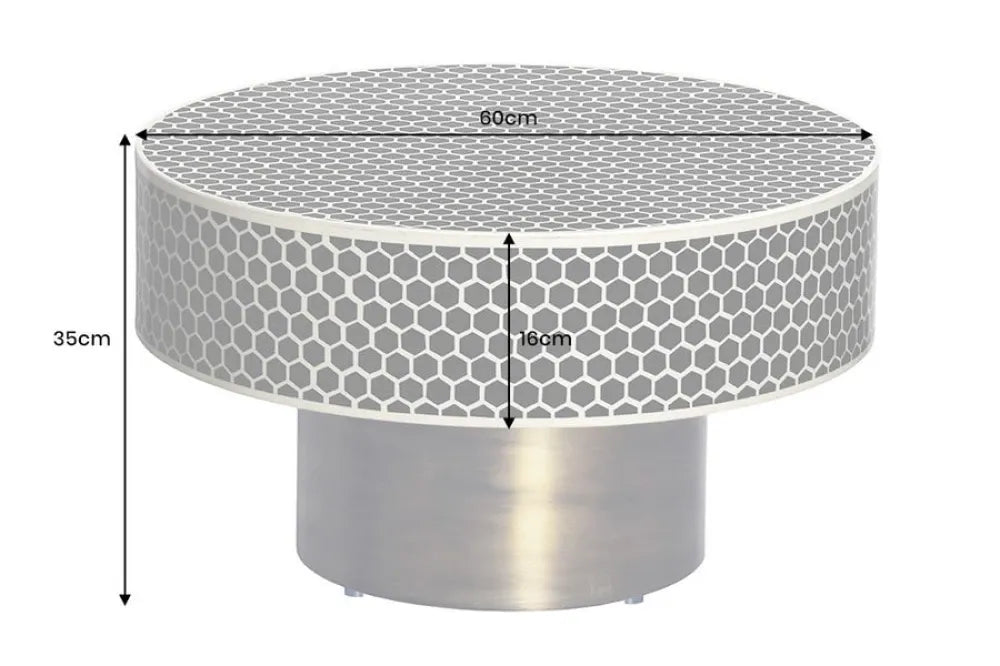 Masuta de cafea din Polirasina/Oase Negru/Alb si Metal Auriu L60xH35cm Harmony nature