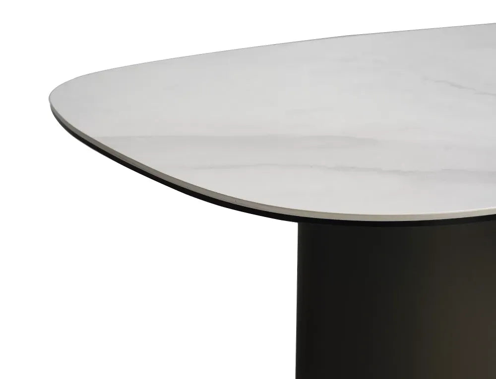 Masuta de cafea din Metal Cupru si Sticla securizata+Ceramica Alb lucios cu efect de marmura L75xH50cm Bello