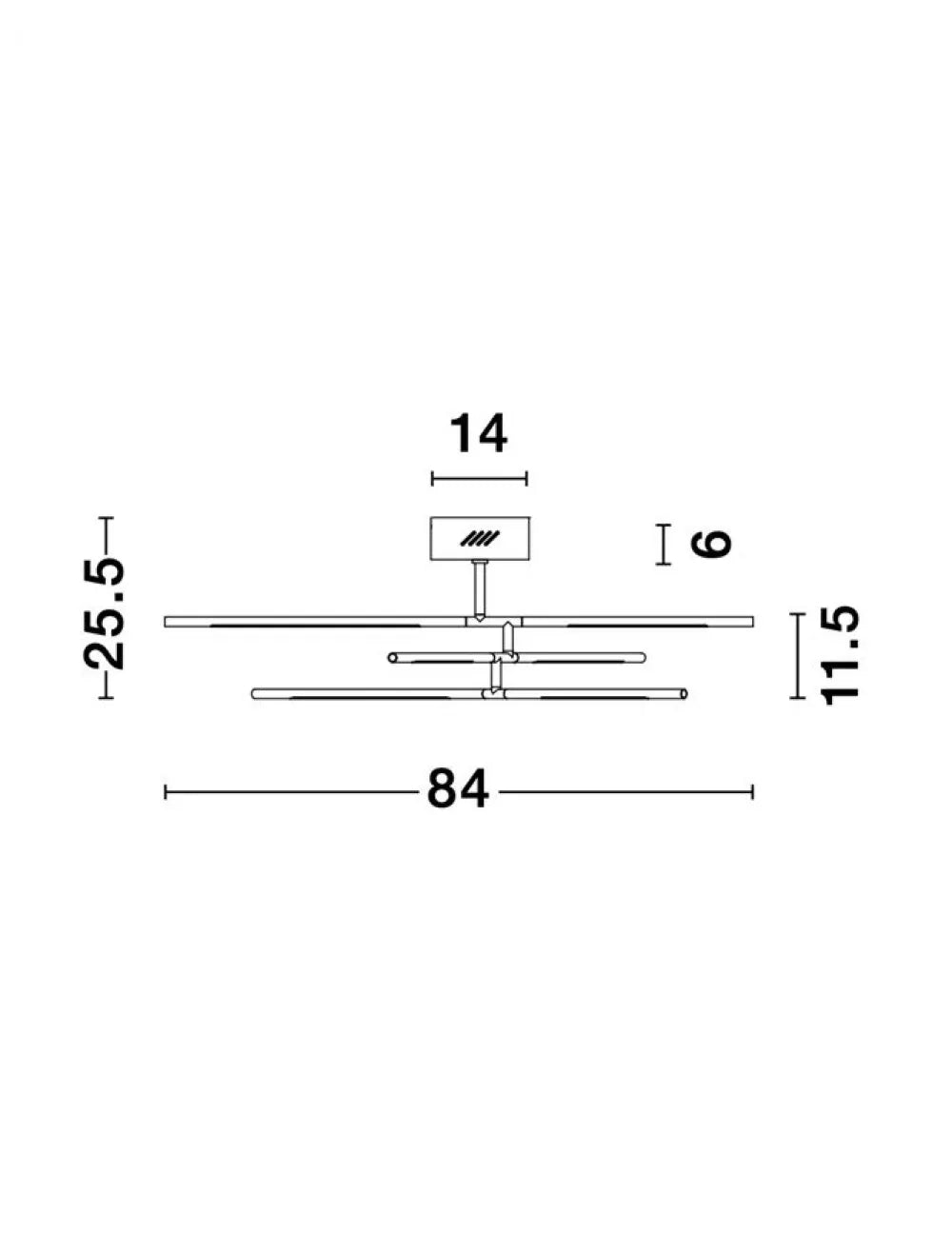 Plafoniera structura din Metal Negru si abajur din Acrilic Alb H25.5xL84cm IP20 32W 2304lm 3000k RACCIO