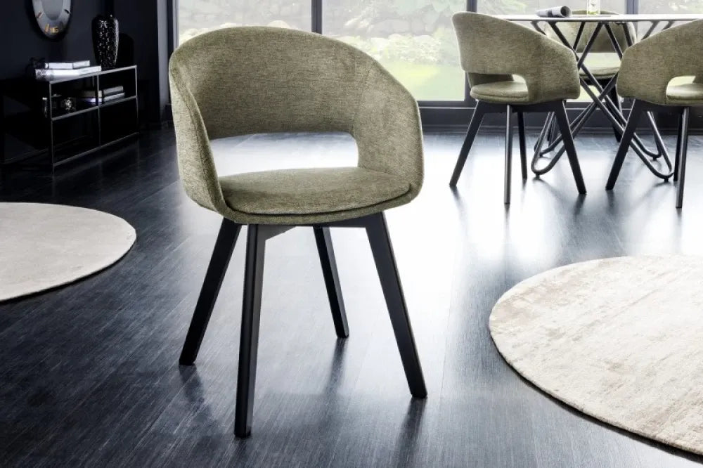 Scaun tapitat cu Stofa Verde cu picioare din Lemn de fag Negru H80xL54xA54cm Nordic Star