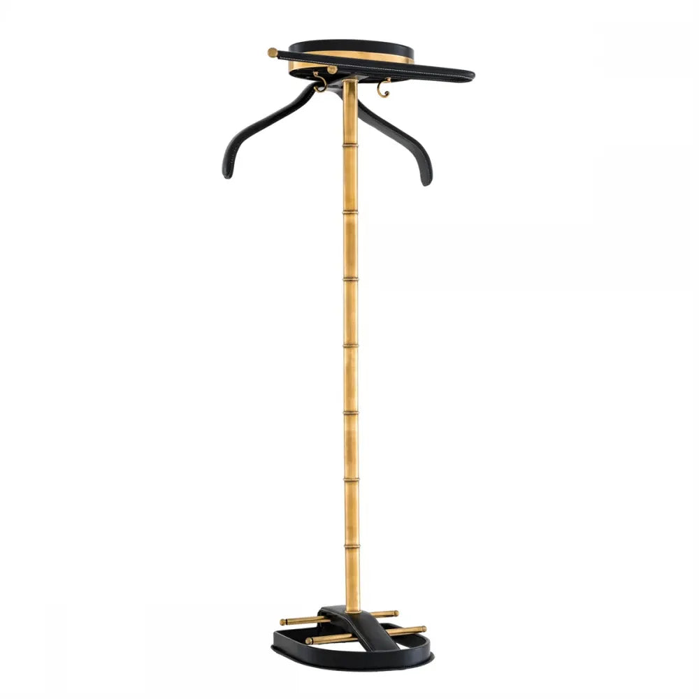 Stand pentru haine din Metal/Piele artificiala Alama/Negru L30xH119cm McKinsey Eichholtz
