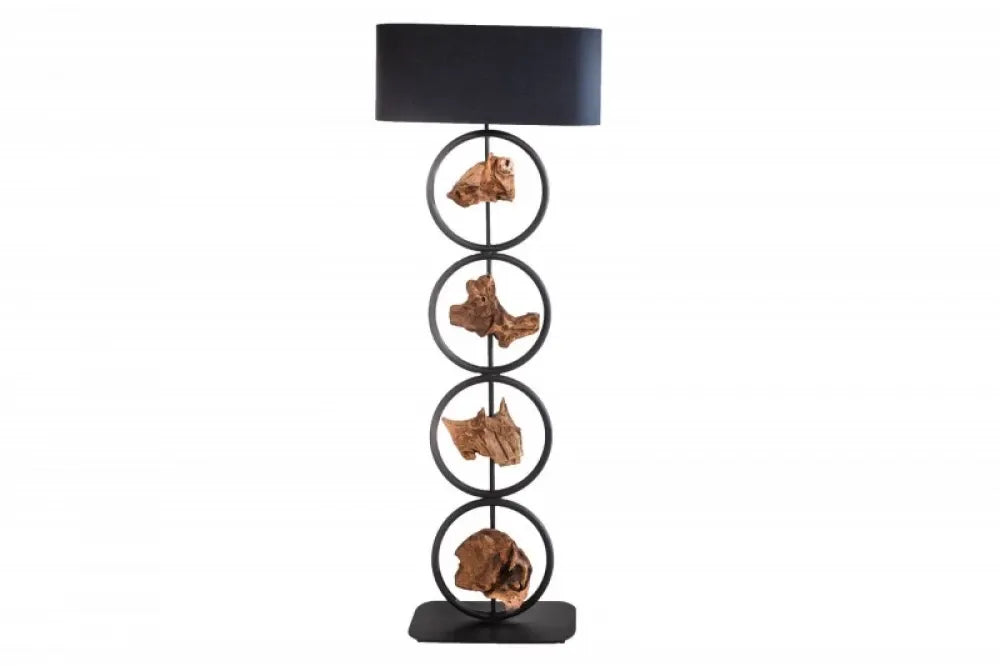Lampa de podea din Metal/Lemn Negru si Textil Negru H147xL55cm Elements