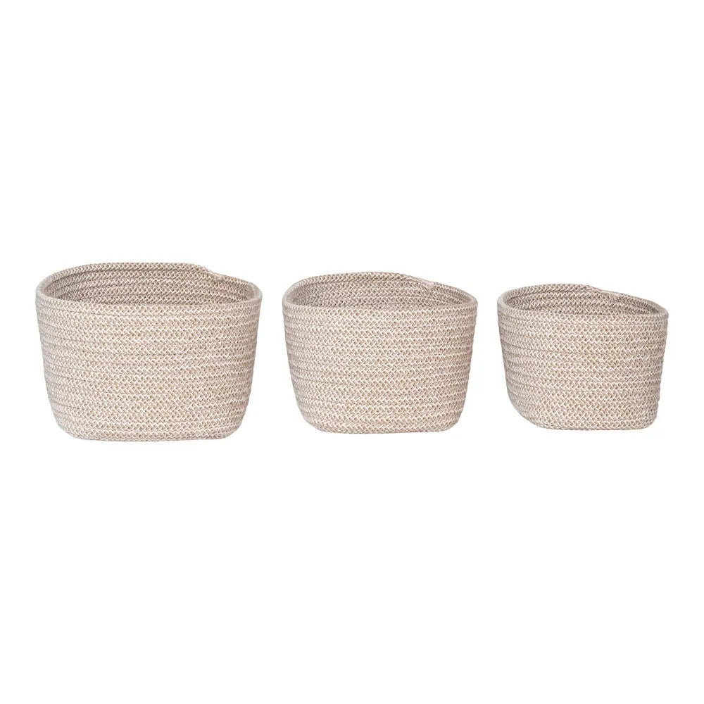 Set 3 cosuri depozitare din Bumbac Bej H11/12/13xL17/20/23cm Cadima