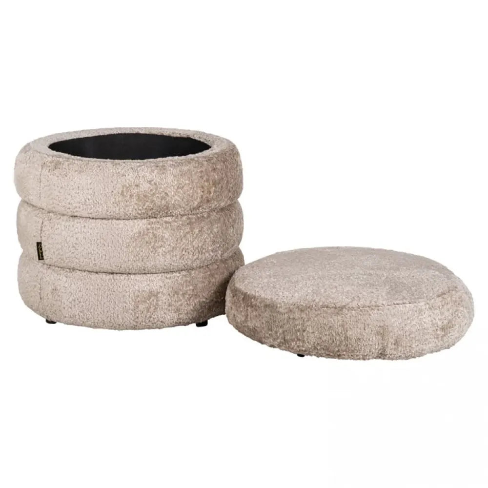 Puf tapitata cu Blanita artificiala Bej D50xH45cm Adele Richmond Interiors