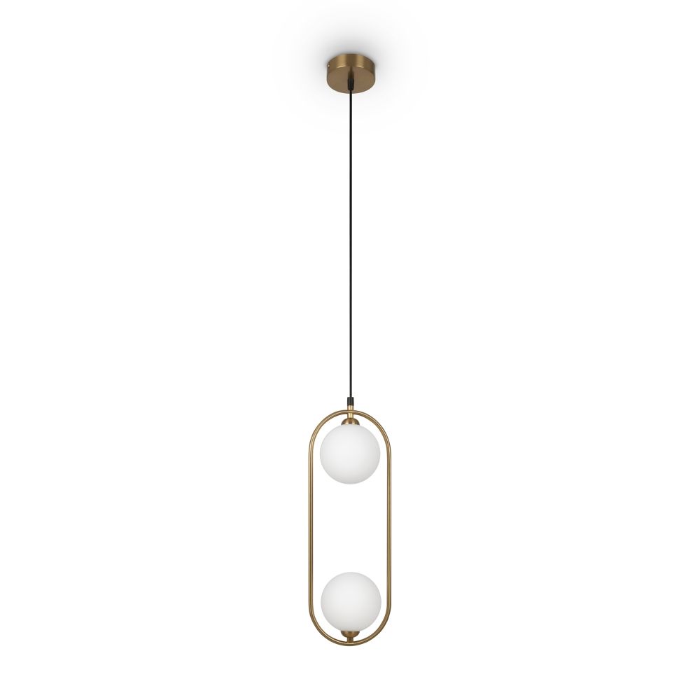 Pendul din Metal si Sticla Alama/Alb cu 2 becuri G9 25W L17xH204cm Ring