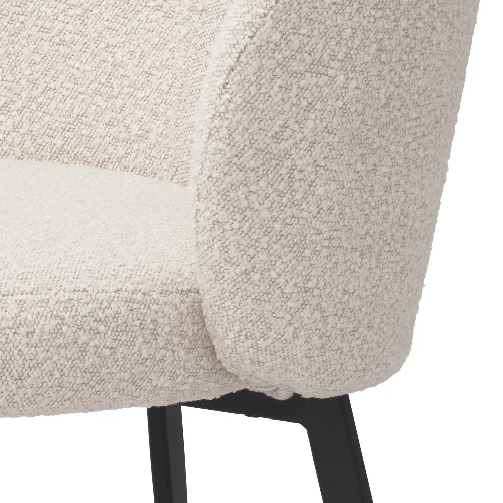 Set 2 scaune tapitat cu Stofa boucle Crem cu picioare din Metal Negru H79xL56xA58cm Lloyd Eichholtz