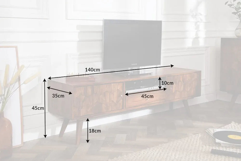 Comoda TV din Lemn de sheesham Maro L140xH45cm MYSTIC LIVING