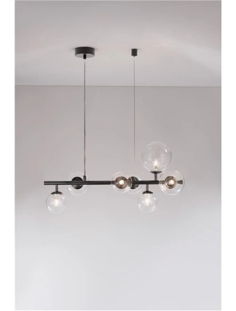 Lustra structura din Metal Negru si abajur din Sticla Transparent H120xL65cm IP20 ODILLIA