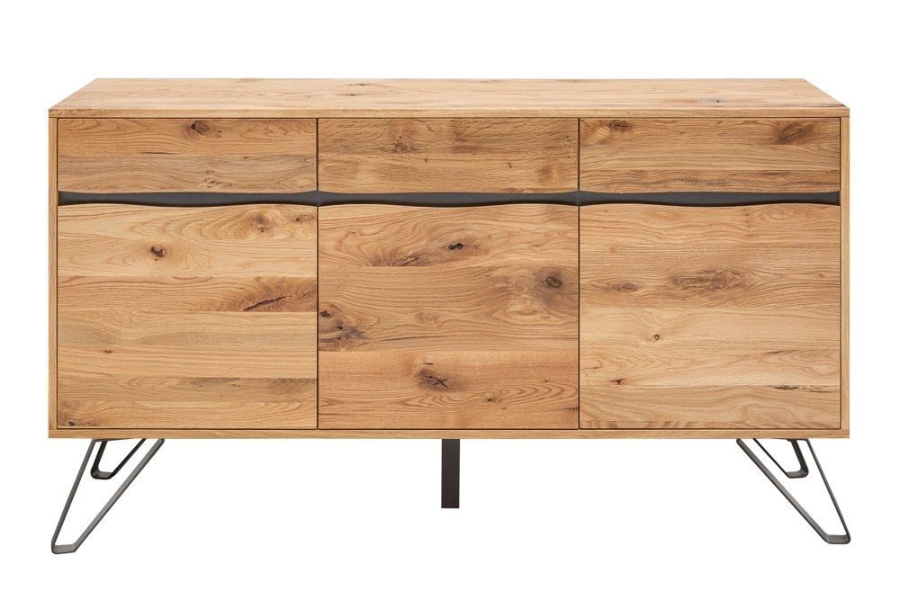 Comoda din Lemn masiv de stejar si Metal Maro /negru Living Edge L160xH88cm