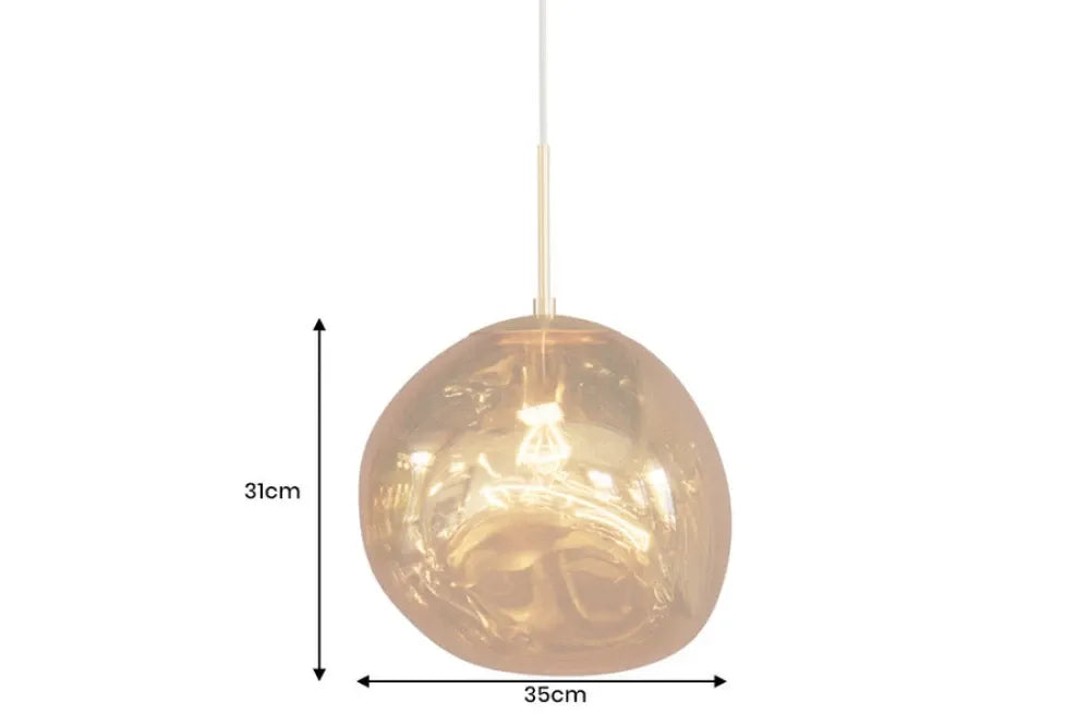 Pendul din Metal Auriu si Sticla Auriu D35xH150cm LIQUID DIAMOND