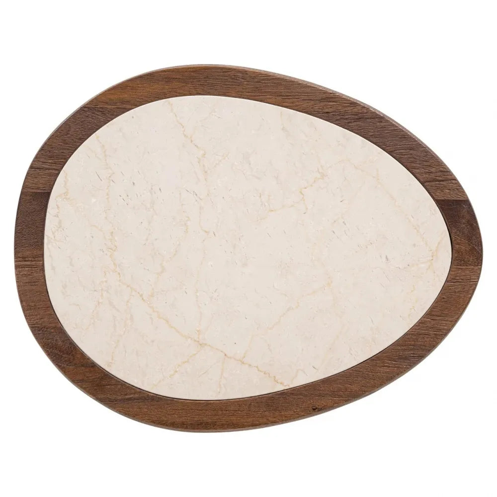 Masuta laterala din Lemn de mango Maro si Lemn de mango/Marmura Maro/Bej L39xH51cm Melrose Richmond interiors