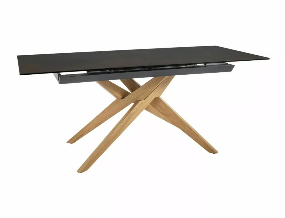 Masa extensibila din Sticla securizata+Ceramica Maro si Lemn de stejar Maro L180-230xH76cm Loreto