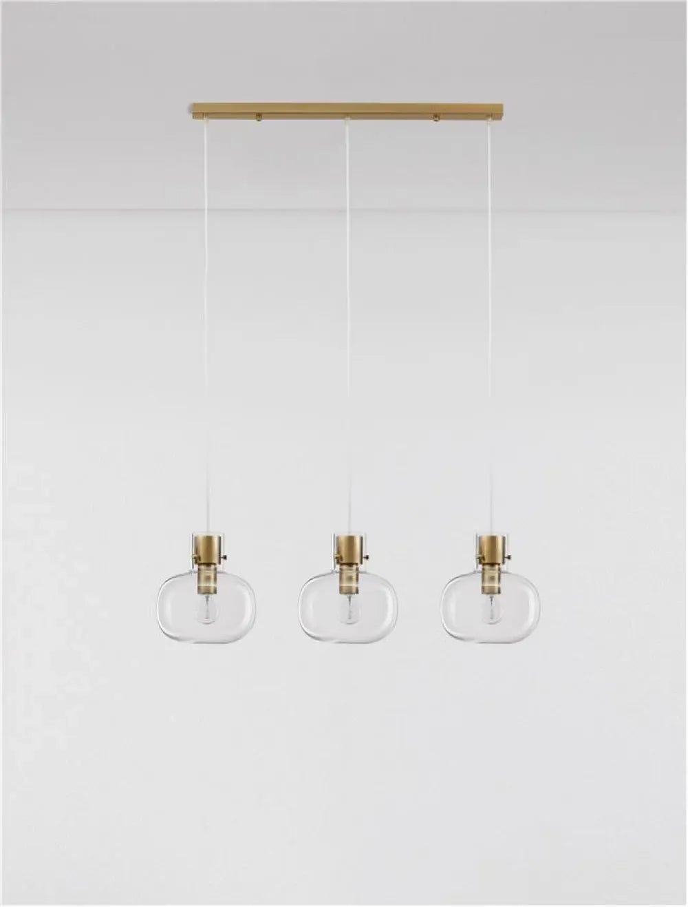 Lustra structura din Metal Alama si abajur din Sticla Transparent H175xL86cm IP20 CINZIA