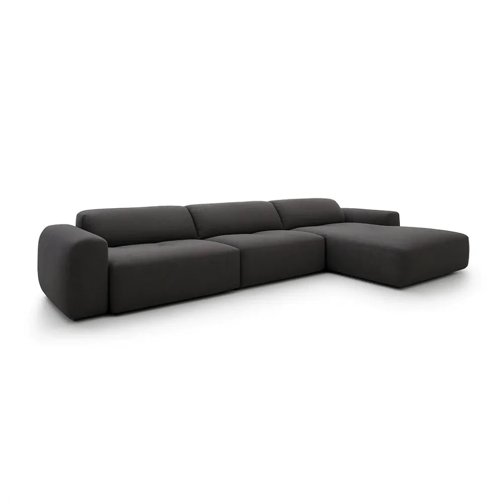 Coltar Loran fix in forma de L din catifea Vogue gri L364×180×H65 cm