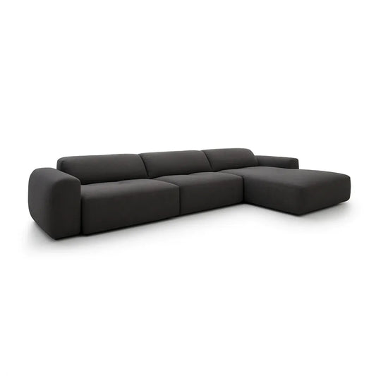 Coltar Loran fix in forma de L din catifea Vogue gri L364×180×H65 cm