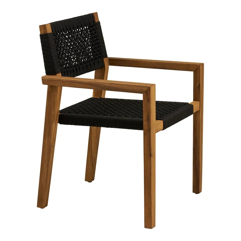 Set 2 scaune de exterior din Funie Negru si Lemn de salcam Maro L57xH83cm Anzio