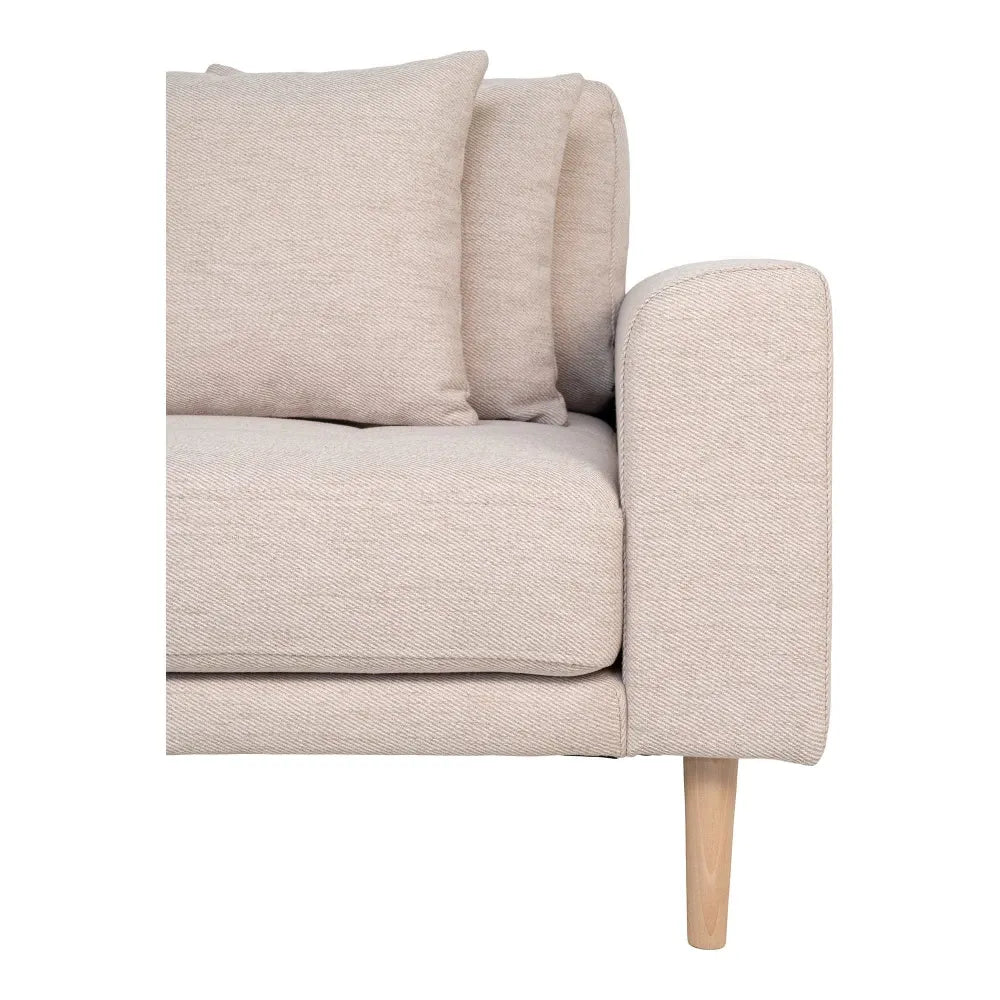 Coltar orientare stanga cu picioare din Lemn de fag maro tapitat cu Stofa Bej L290xH76cm Lido