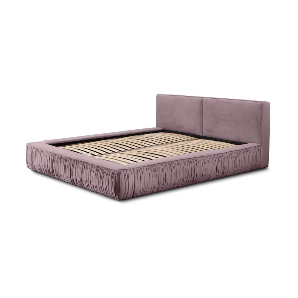 Pat 160x200cm tapitat cu Catifea Roz Naomi