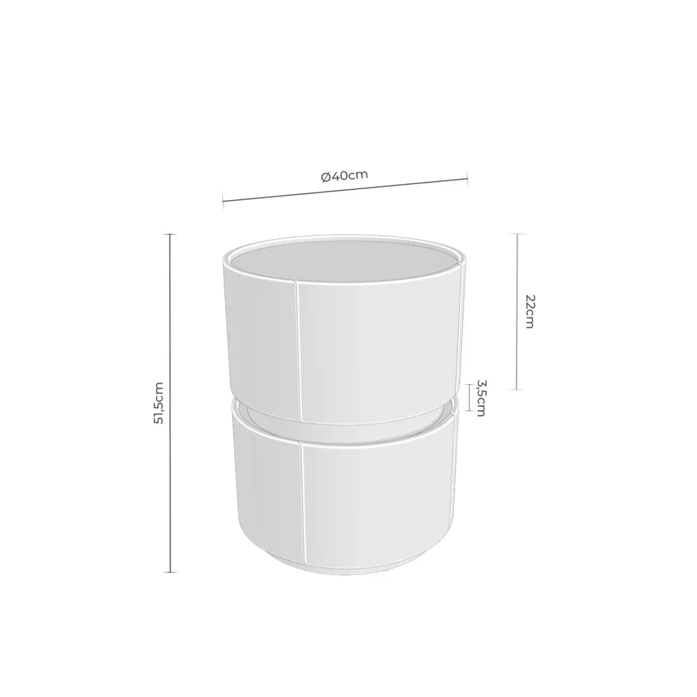 Noptiera rotunda cu 2 sertare Timeo de culoare nuc L40xH50cm