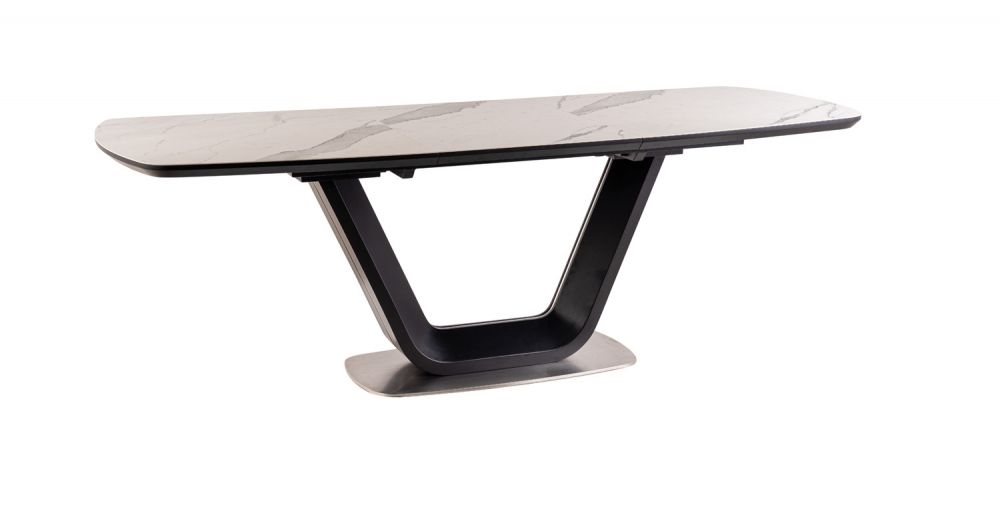 Masa extensibila dreptunghiulara din Ceramica Alb/Negru de 8-10 persoane L160/220x90cm Armani
