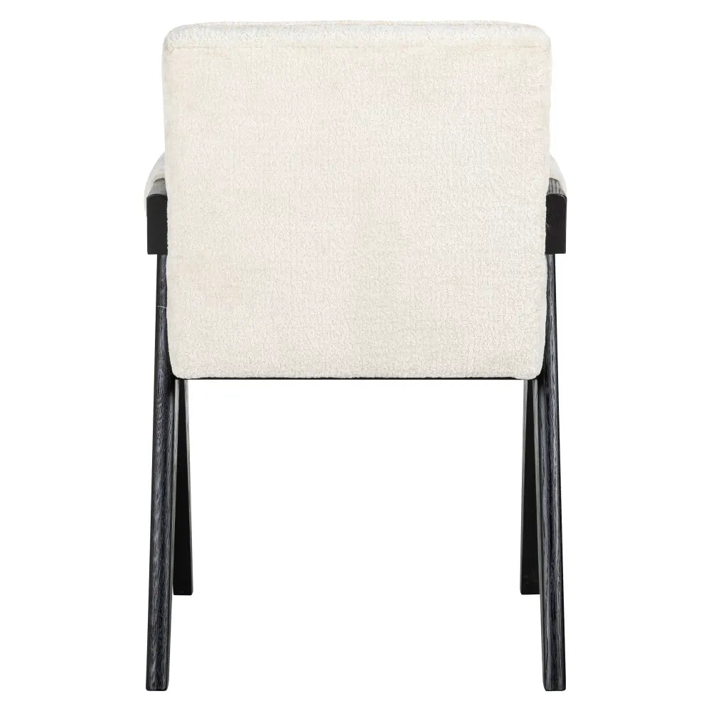 Scaun tapitat cu Chenille Alb cu picioare din Lemn de frasin Negru H84xL56xA61cm Cooper Richmond Interiors