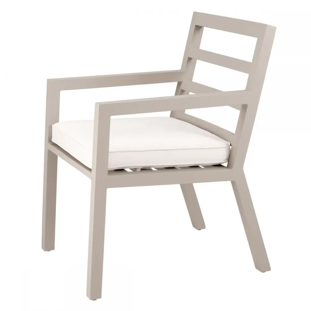 Scaun de exterior din Metal Bej si Stofa Alb H86xL55.5xA66.5cm Delta Eichholtz