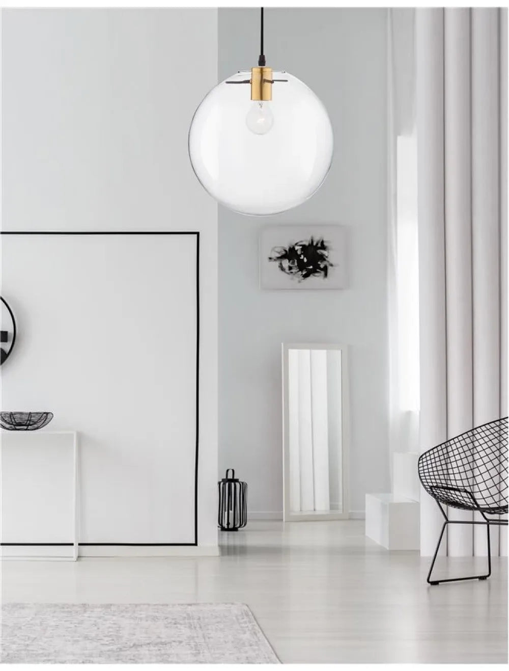 Pendul structura din Metal Negru/Auriu si abajur din Sticla Transparent H187xL30cm IP20 MIRALE