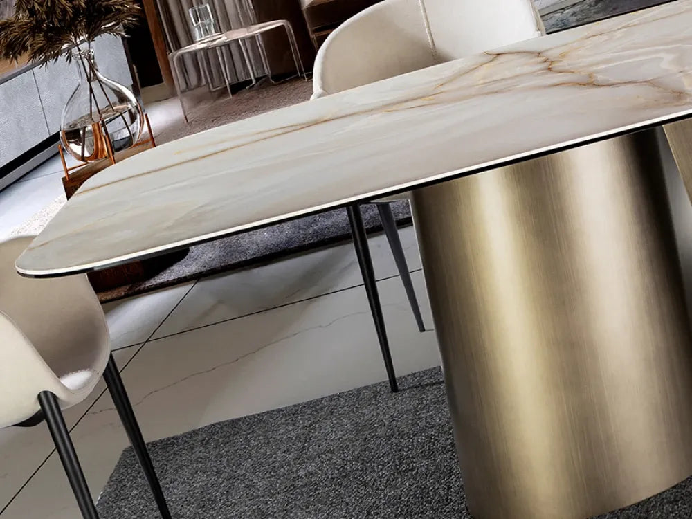 Masa din Metal Alama si Portelan/Sticla Multicolor L240xH76cm Numa