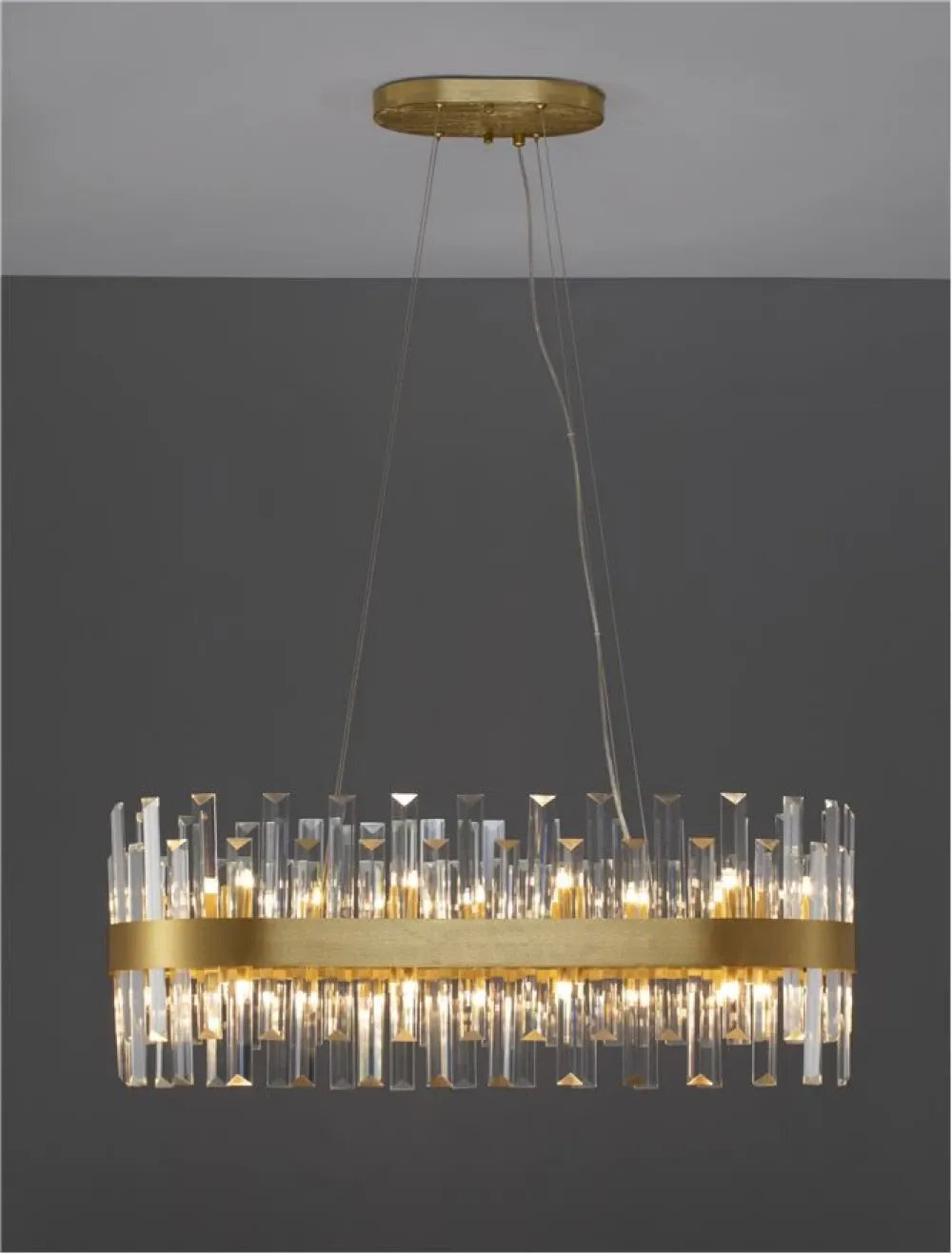 Candelabru structura din Metal Auriu si abajur din Cristal Transparent H120xL80cm IP20 CROWN