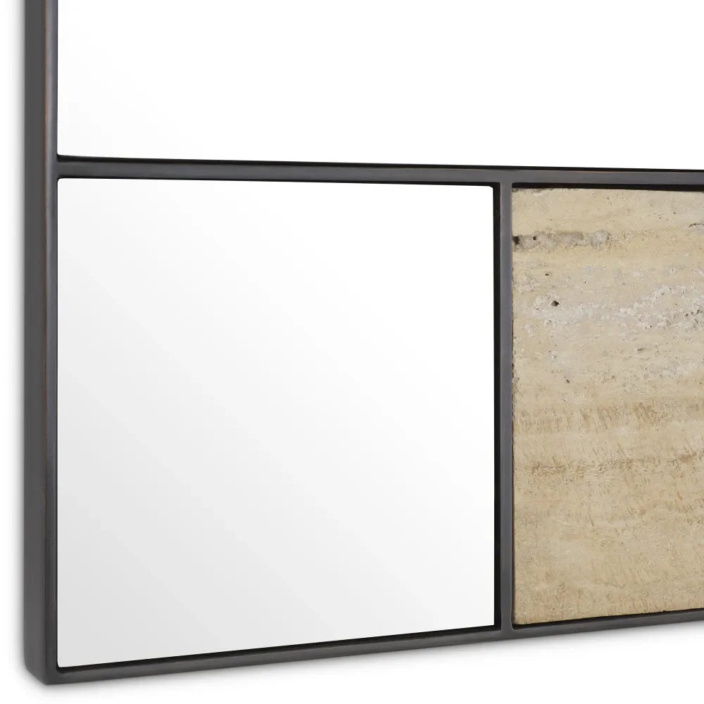 Oglinda cu rama din Metal/Travertin Bronz/Bej L90xH140cm Cosimo Eichholtz
