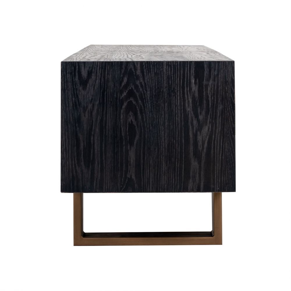 Comoda din Lemn masiv de stejar si Metal Negru/Auriu L190xH46cm Hunter Richmond Interiors
