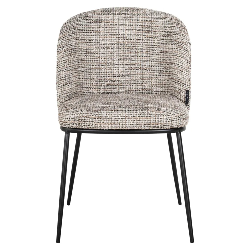 Scaun tapitat cu Stofa Bej cu picioare din Metal Negru H82xL53xA63cm Elvi Richmond Interiors