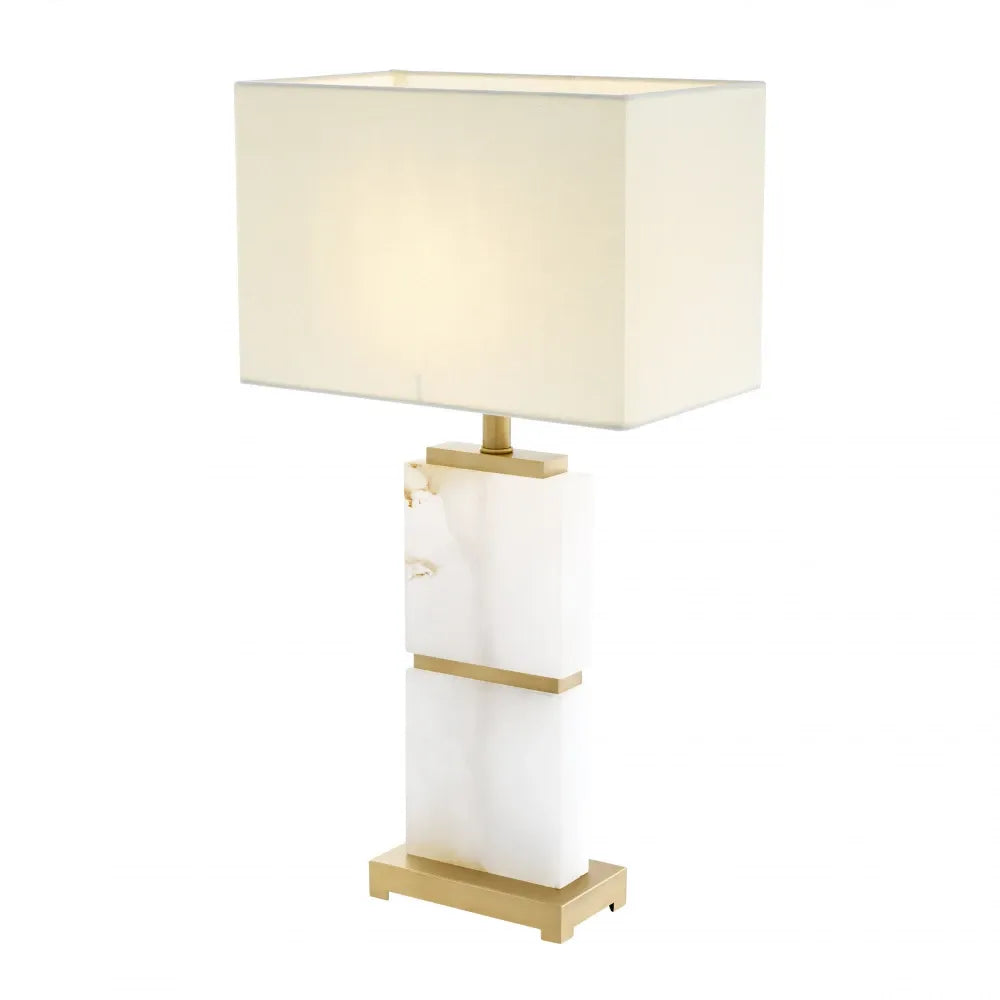 Veioza din Metal/Alabastru Alama/Alb si Stofa Crem H71.5xL39cm Robbins Eichholtz