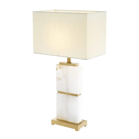 Veioza din Metal/Alabastru Alama/Alb si Stofa Crem H71.5xL39cm Robbins Eichholtz